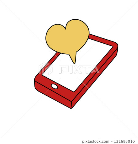 A red cell phone with a heart on it 121695010