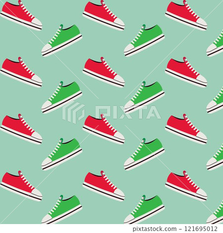 Pattern of sneakers. Vector illustration in flat style Pattern of sneakers. Vector illustration in flat style 121695012