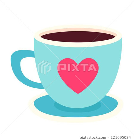 Cup of coffee. Valentines day. Vector illustration Cup of coffee. Valentines day. Vector illustration 121695024