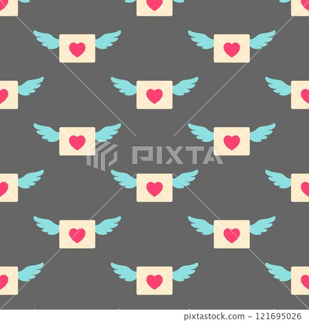 Pattern envelopes with wings. Valentine's Day. Vector illustration in flat style Pattern envelopes with wings. Valentine's Day. Vector illustration in flat style 121695026