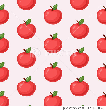 Seamless pattern ripe red apple. Vector illustration 121695032