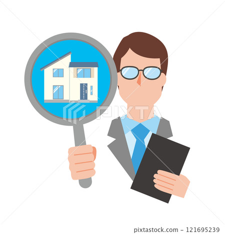 Man assessing a house Man assessing a house 121695239