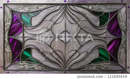 Stained glass style purple and green background wallpaper 121695659