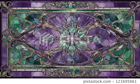 彩色玻璃風格紫色和綠色背景壁紙 121695661