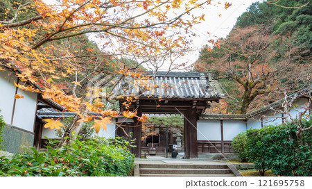 Autumn Gate to Tranquility: Saisho-in Temple, Kyoto. 121695758
