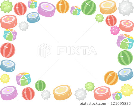 糖果和五彩紙屑框架 糖果和五彩紙屑框架 121695823