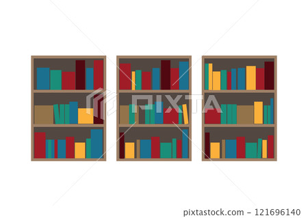 Bookshelf with books lined up 121696140