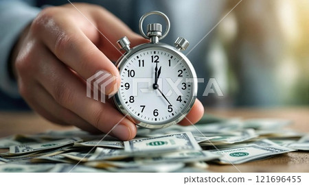 hand put money coin on the clock 121696455