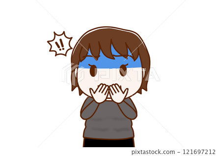 （上半身正面）胖女人看到難以置信的一幕嚇得臉色慘白 121697212