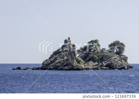 Montenegro, Petrovac, Small Orthodox Church on the Island of Nedjelja Sveta 121697339