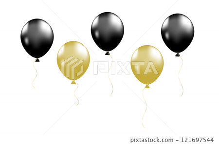 Gold and black balloon vector design elements. 121697544