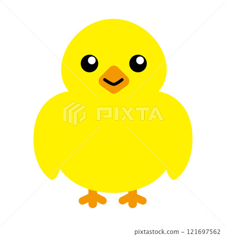 Simple and flat cute chick illustration on white background 121697562
