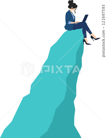 站在懸崖上的女商人的插圖 站在懸崖上的女商人的插圖 121697593