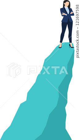 站在懸崖上的女商人的插圖 站在懸崖上的女商人的插圖 121697598