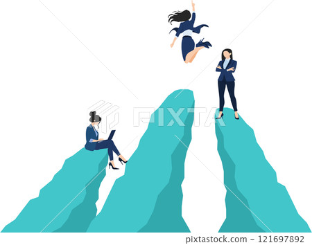 站在懸崖上的女商人的插圖 121697892