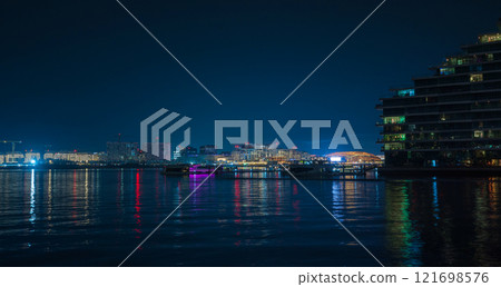 Yas Island Night View from Al Raha in Abu Dhabi, UAE 121698576