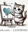 貓正在畫一顆心 121698580