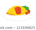 Illustration of omelet rice on a plate 121698825