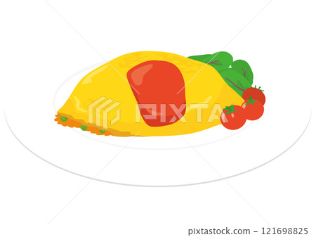 煎蛋飯在盤子上的插圖 121698825