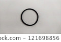 Subject shot of black scrunchies. rubber band. The vogue accessories are isolated on the white background. 121698856