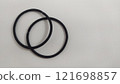 Subject shot of black scrunchies. rubber band. The vogue accessories are isolated on the white background. 121698857