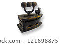 Miniature Antique charcoal iron on white background 121698875