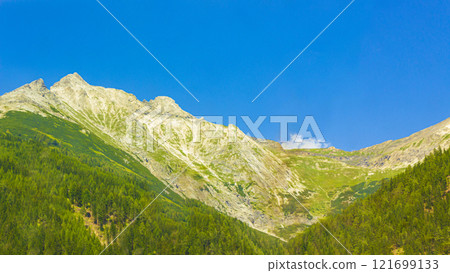 Wonderful wooded mountain and alpine panorama in Carinthia Austria. Wonderful wooded mountain and alpine panorama in Carinthia Austria. 121699133