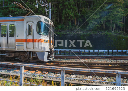 從濱松市（靜岡縣）三窪站看到的 JR 飯田線列車景色 121699623