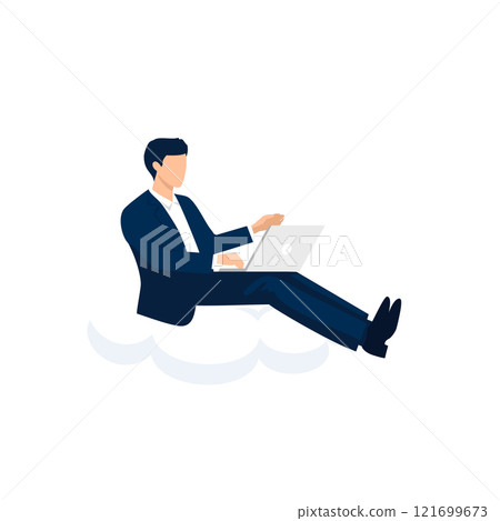 Businessman working on the cloud, cloud service image illustration, vector Businessman working on the cloud, cloud service image illustration, vector 121699673