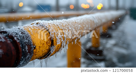 Frosted Industrial Pipes at Sunrise 121700058