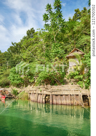 View of the Loboc river bank, one of the main destinations on Bohol Island, Philippines. 121700302