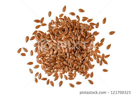 flaxseed isolated on white background. Top view. Flat lay flaxseed isolated on white background. Top view. Flat lay 121700325