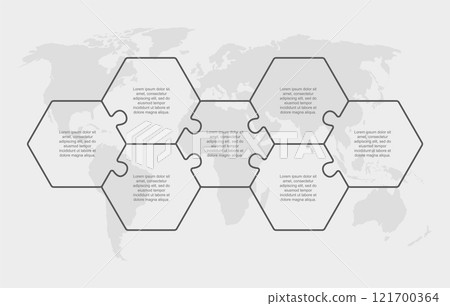 Seven steps line infographic, puzzle template Seven steps line infographic, puzzle template 121700364