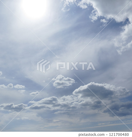 Sun on beautiful blue sky with white clouds. Sun on beautiful blue sky with white clouds. 121700480