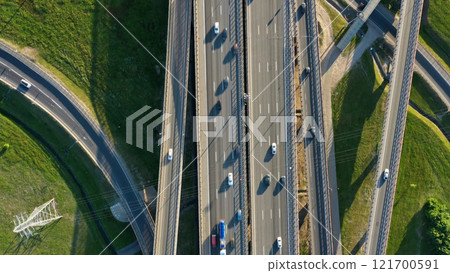 Lot of cars on modern road junction Lot of cars on modern road junction 121700591