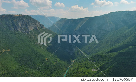 Tara River canyon and mountains 121700597