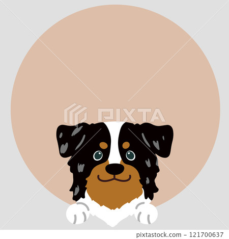 簡單可愛的澳洲牧羊犬圓形圖標 簡單可愛的澳洲牧羊犬圓形圖標 121700637