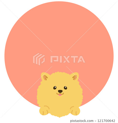 簡單可愛的博美犬圓形圖標 簡單可愛的博美犬圓形圖標 121700642