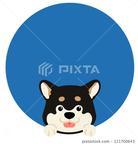 Simple and cute black Shiba Inu round icon 121700643