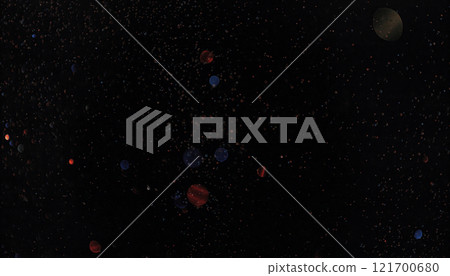 Bokeh background. Dark red gold magical christmas bokeh background 121700680