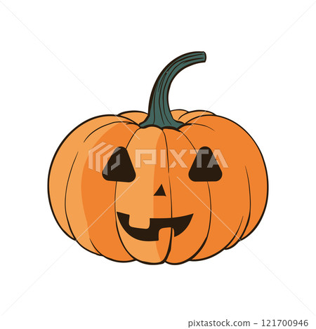 Halloween pumpkin with happy face on dark background. 121700946