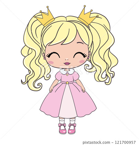 Hand drawn beautiful, cute, romantic redhead curly girl with freckles on the background with words Princess. Vector illustration. Hand drawn beautiful, cute, romantic redhead curly girl with freckles on the background with words Princess. Vector illustration. 121700957