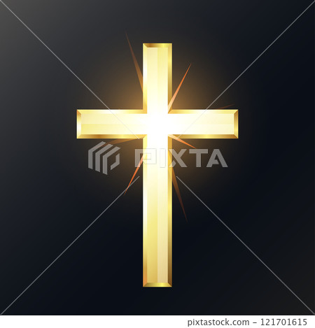 Golden shining christian cross symbol religious 121701615