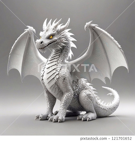 Terrible scary dragon with wings, full length, close-up Terrible scary dragon with wings, full length, close-up 121701652