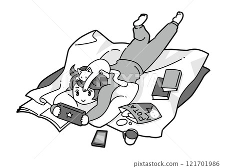 People who enjoy games while lying down 121701986