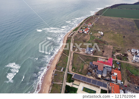 Aerial view over Vama Veche village. Black Sea coast, Romania. Aerial view over Vama Veche village. Black Sea coast, Romania. 121702004