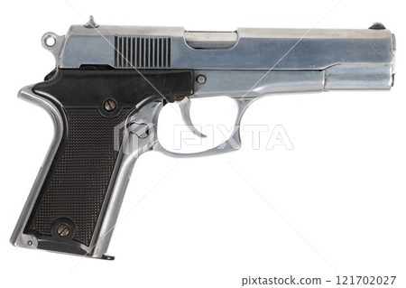 semi automatic 9 mm handgun pistol isolated on white semi automatic 9 mm handgun pistol isolated on white 121702027