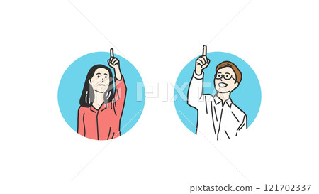 Men and women in office casual clothes pointing Men and women in office casual clothes pointing 121702337