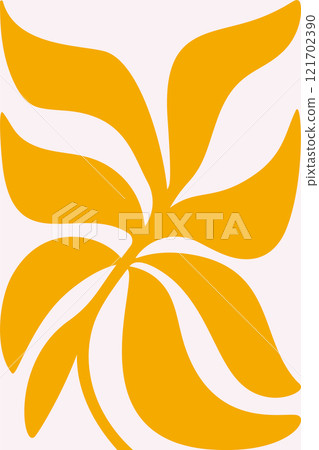 Yellow herbal leaves stem print 121702390