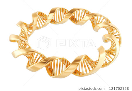 Circle from golden DNA spiral, 3D rendering 121702538